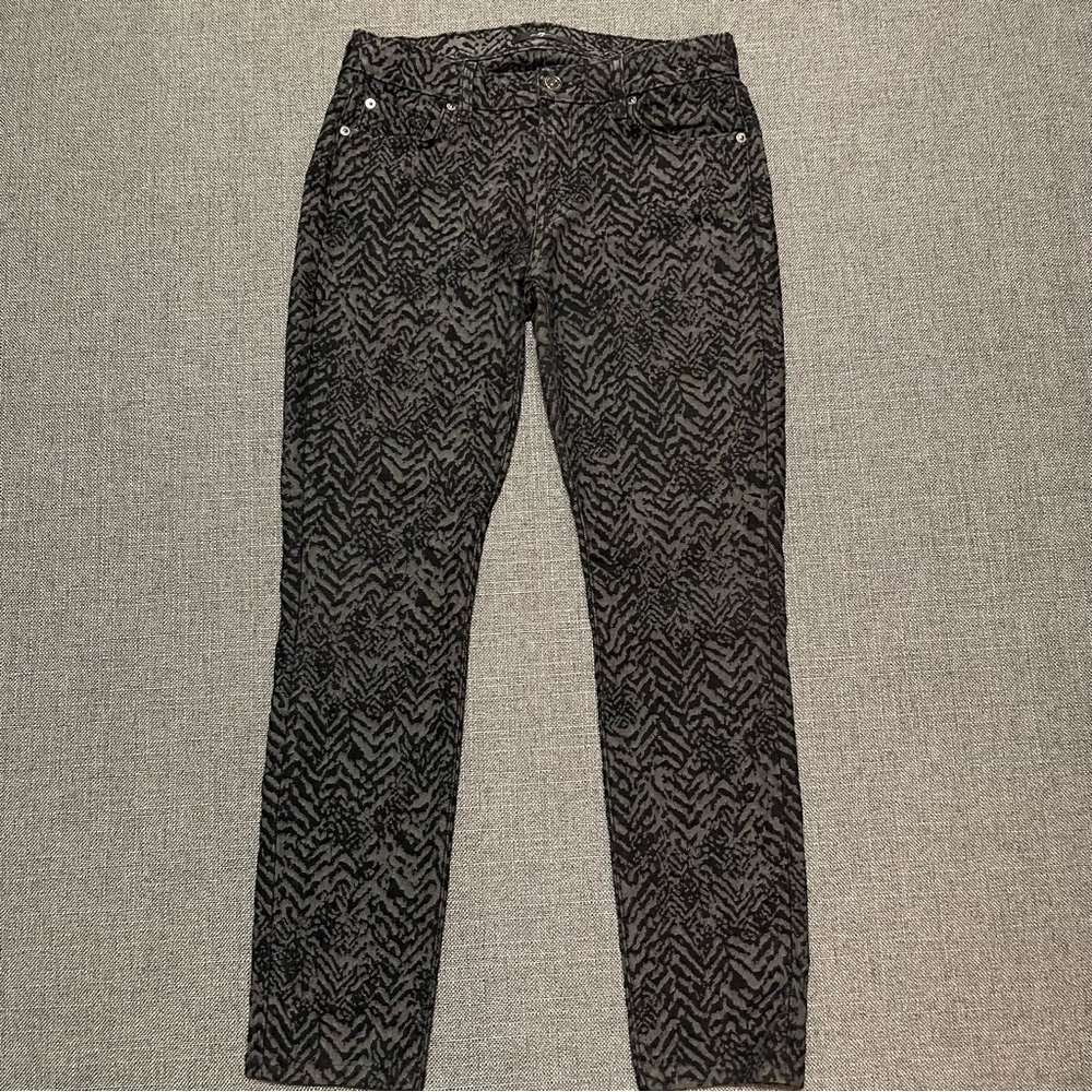 7 For All Mankind The Skinny Jacquard Mid-Rise Jeans | Chevron Textured|Size‎ 28